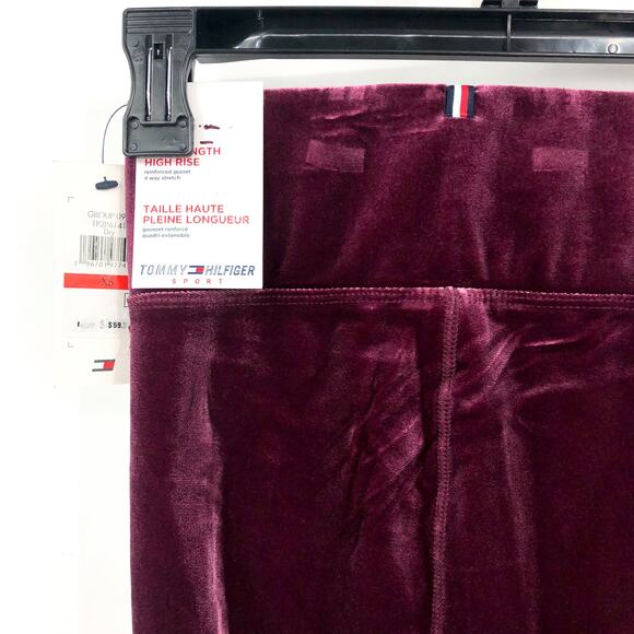 TOMMY HILFIGER Women's Velvet Active Leggings XS Purple High Waisted NWT - Picture 15 of 16